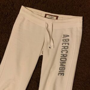 Vintage Abercrombie Kids White Sweatpants with Embroidered Logo